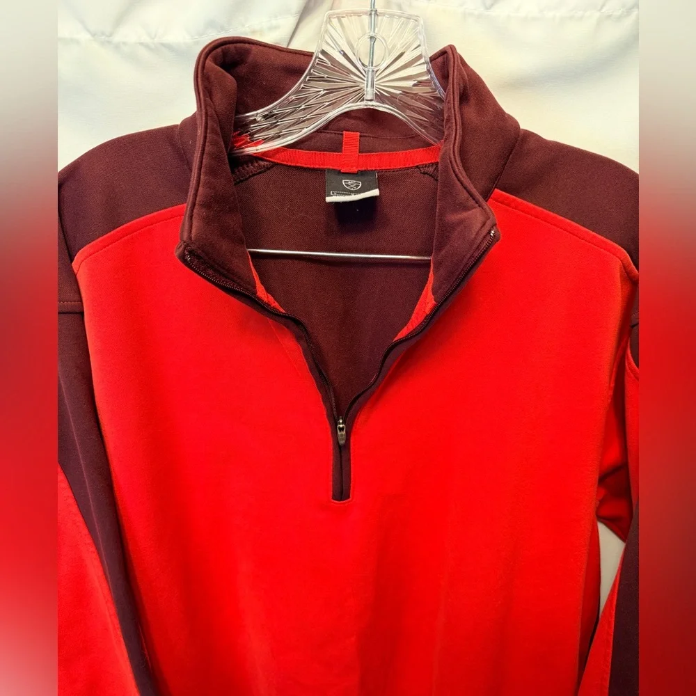 Nike‎ Men’s Large Dri Fit 1/4 Zip Fleece Mock Neck Pullover Red Orange Burgundy